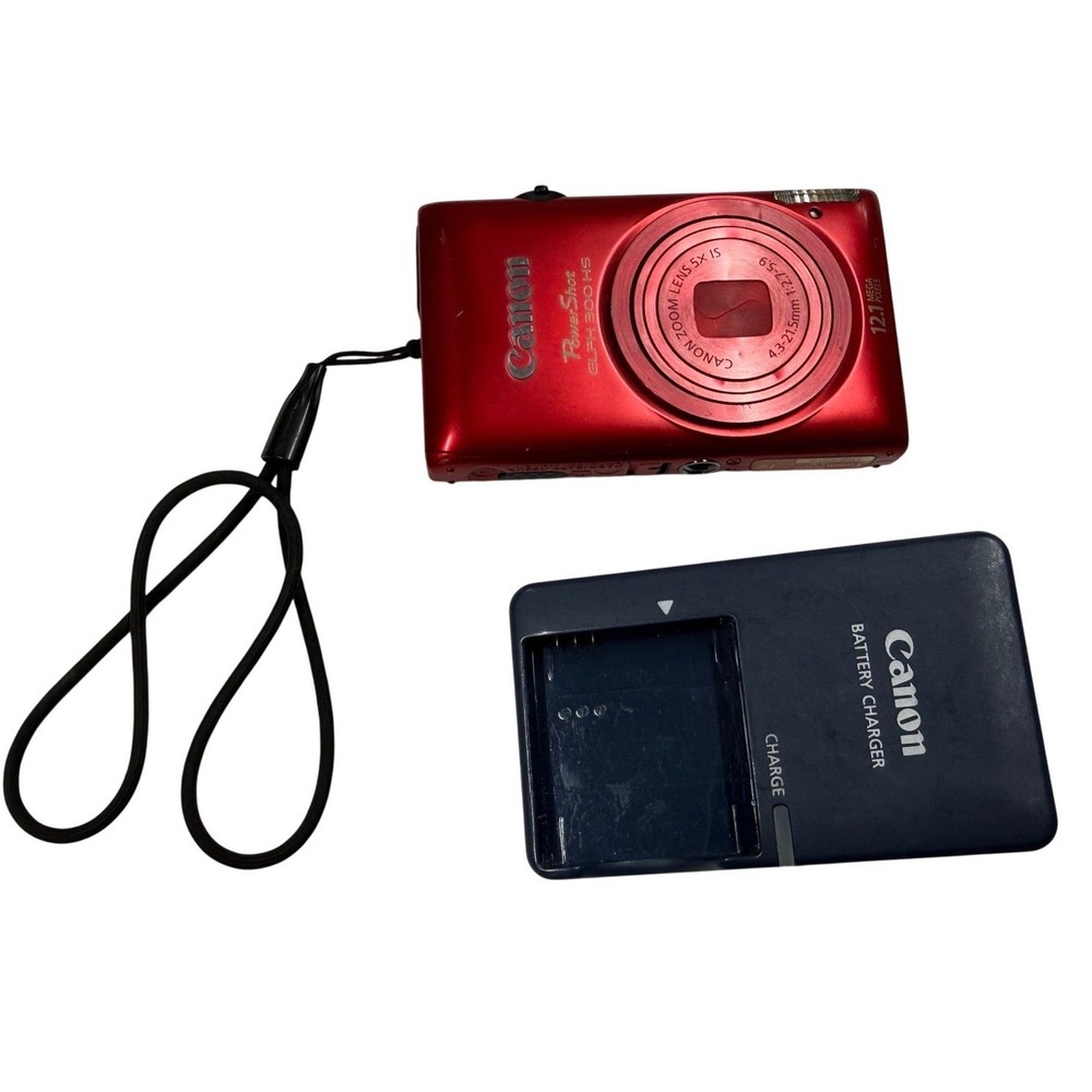 Canon PowerShot ELPH 300 HS 12.1MP Digital Camera Red with Charger